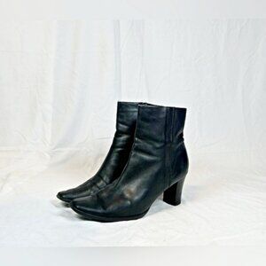 Vintage Y2K Covington Belinda Black Leather Square Toe Zip Ankle Boots~10~